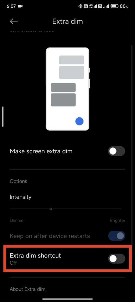 Extra Dim shortcut