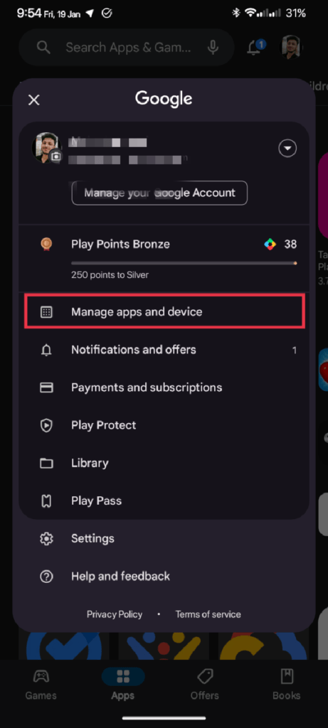 Manage apps and device