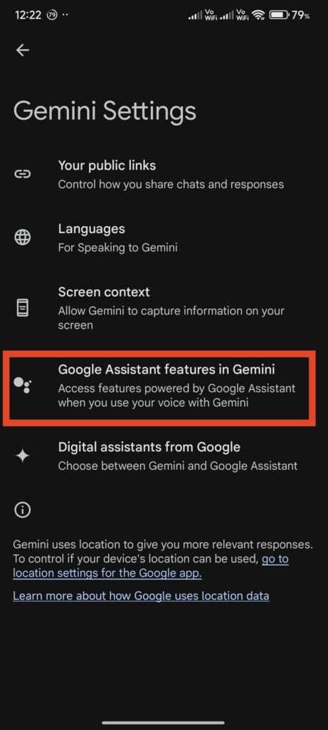 Google Assistant features in Gemini