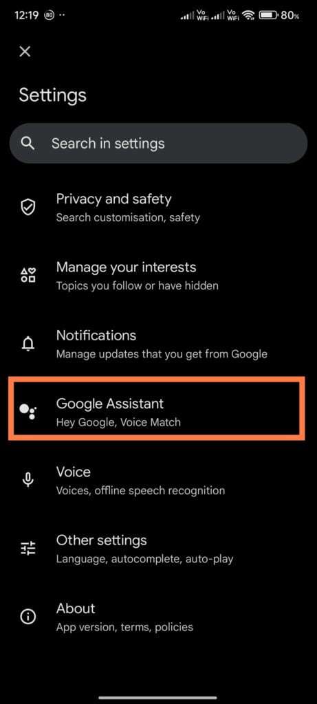 tap Google Assistant