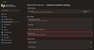 Select Network Reset