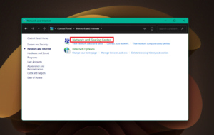 Choose Network and Sharing Center