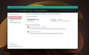 Choose Change Adapter Settings