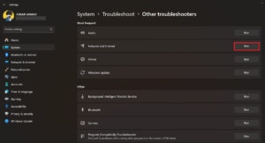 Run Network and Internet Troubleshooter