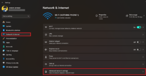 Choose Advanced network settings
