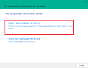 Choose Search automatically for drivers