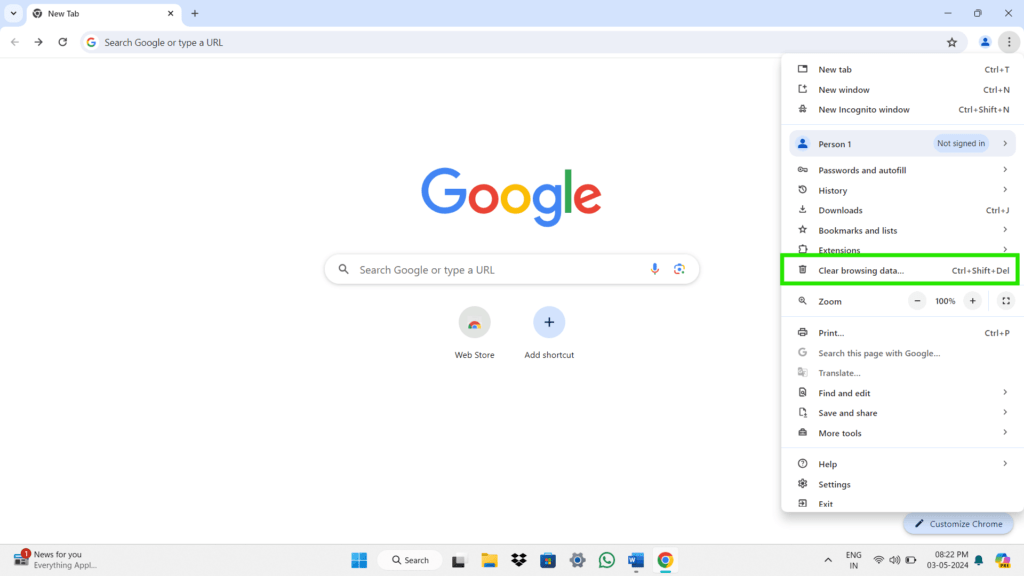 clear browsing data of chrome google chrome