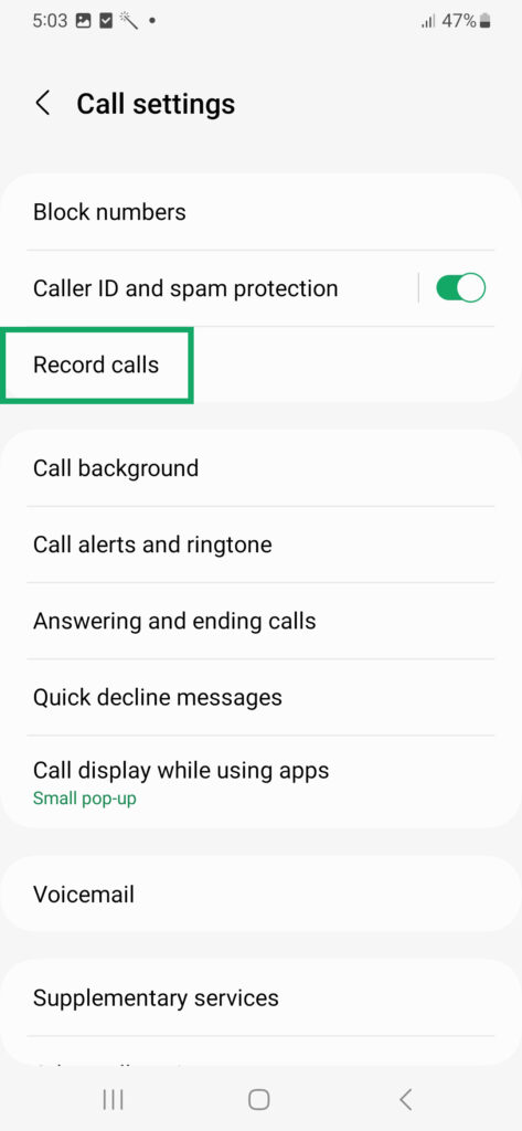 record calls samsung