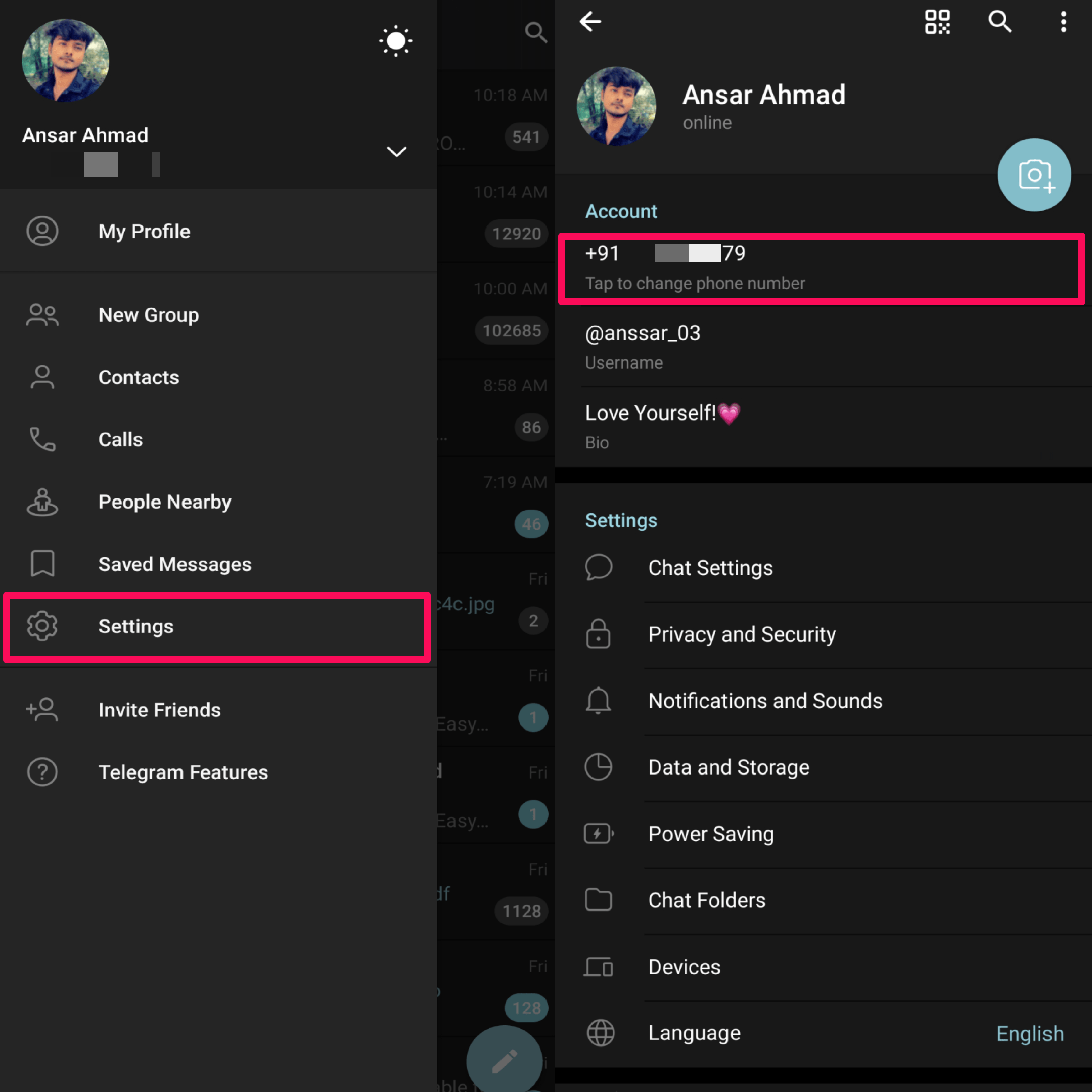 Change Your Mobile Number in Telegram