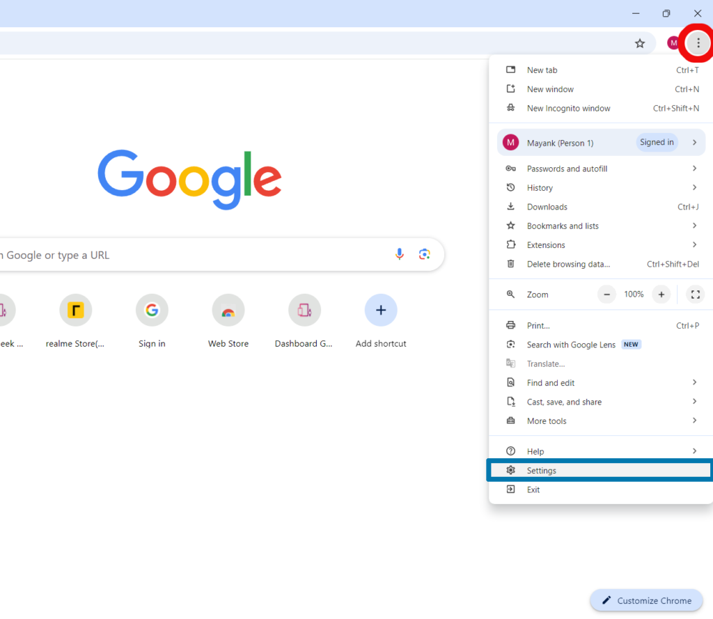 customize Chrome